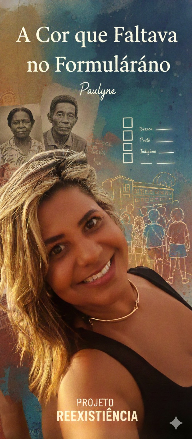 É o instante em que Paulyne, a professora e diretora que sempre cuidou da identidade de seus alunos, finalmente encontra o espelho para a sua própria história.
Ao se deparar com um formulário que tentava limitá-la, ela mergulhou na memória da Vó Niza e do Vô Lalau para entender que sua cor não era um detalhe administrativo, mas um território de resistência. O gesto de desmarcar o 